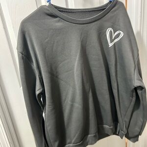 SHEIN Charcoal Sweatshirt with Heart Accent